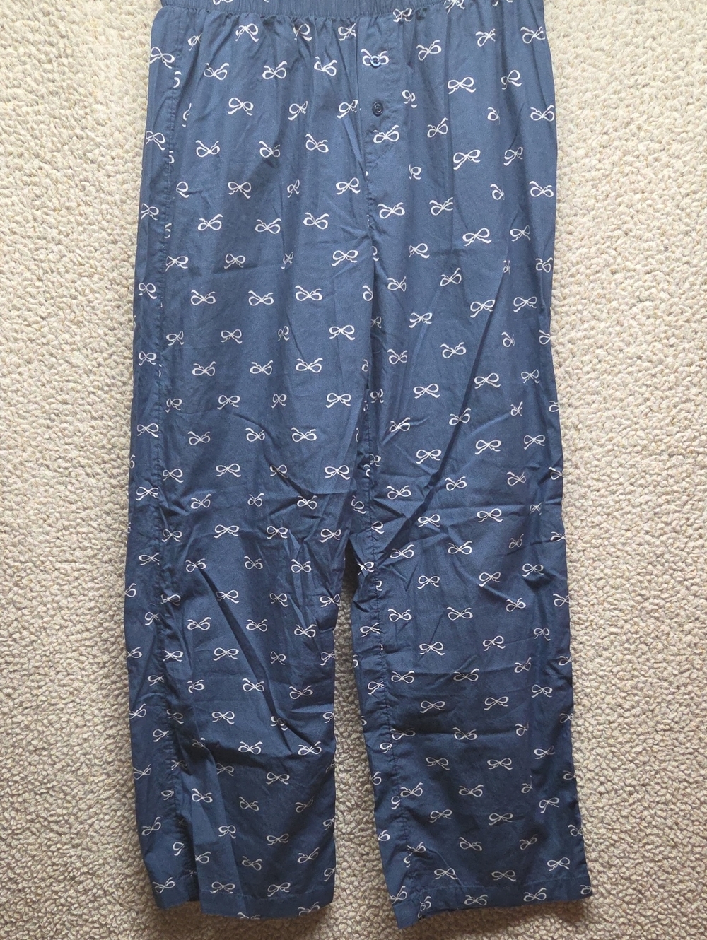 No Boundaries Navy Pajama Pants with White Bow Print